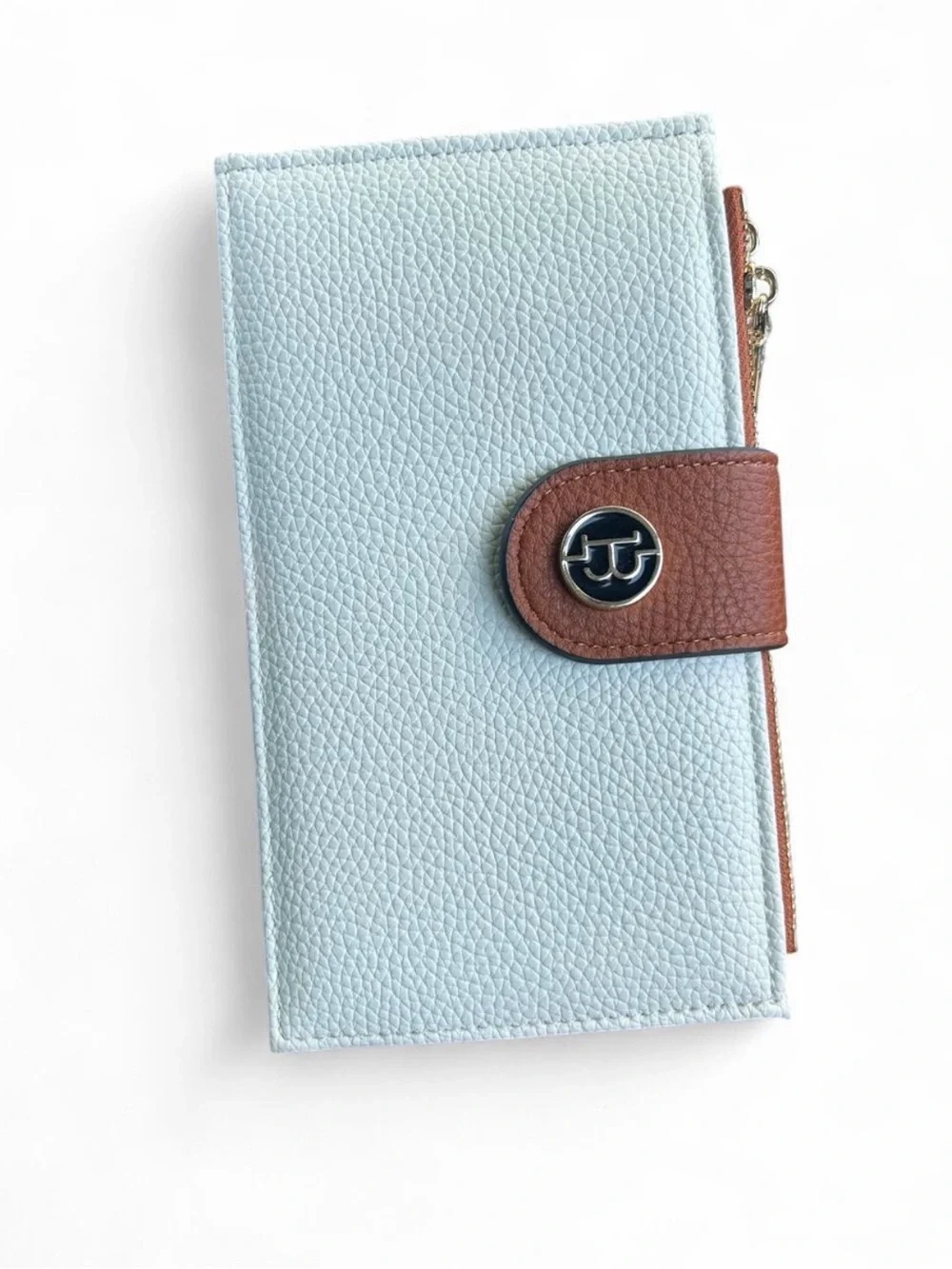 JJ Light Blue and Brown Leather Wallet